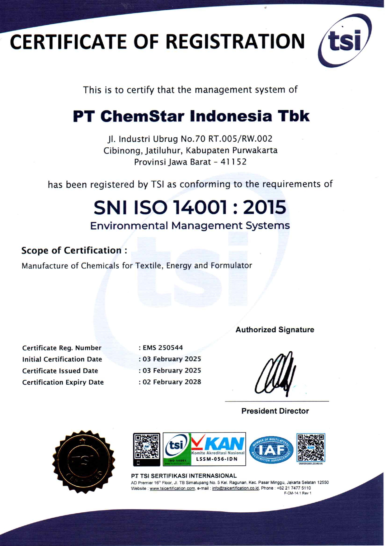 Sertifikat ISO 14001