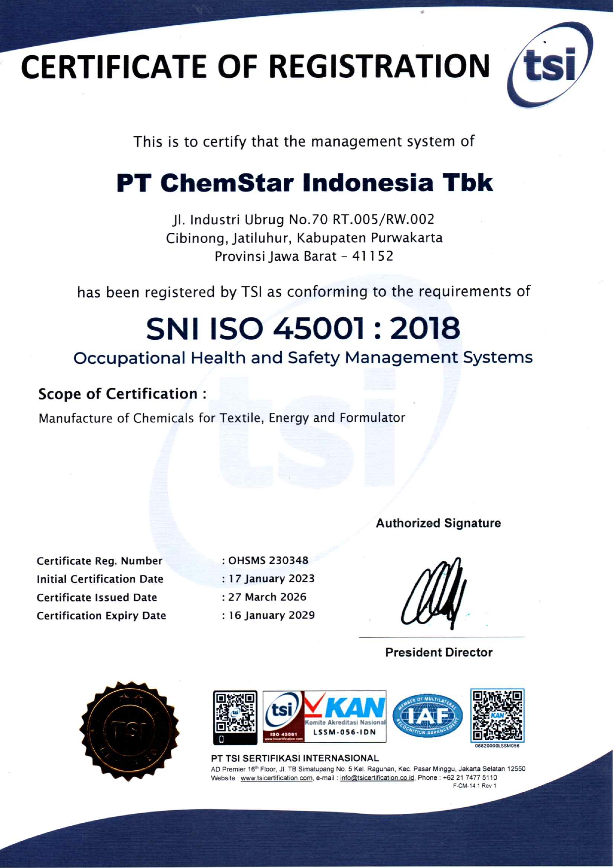 Sertifikat ISO 45001